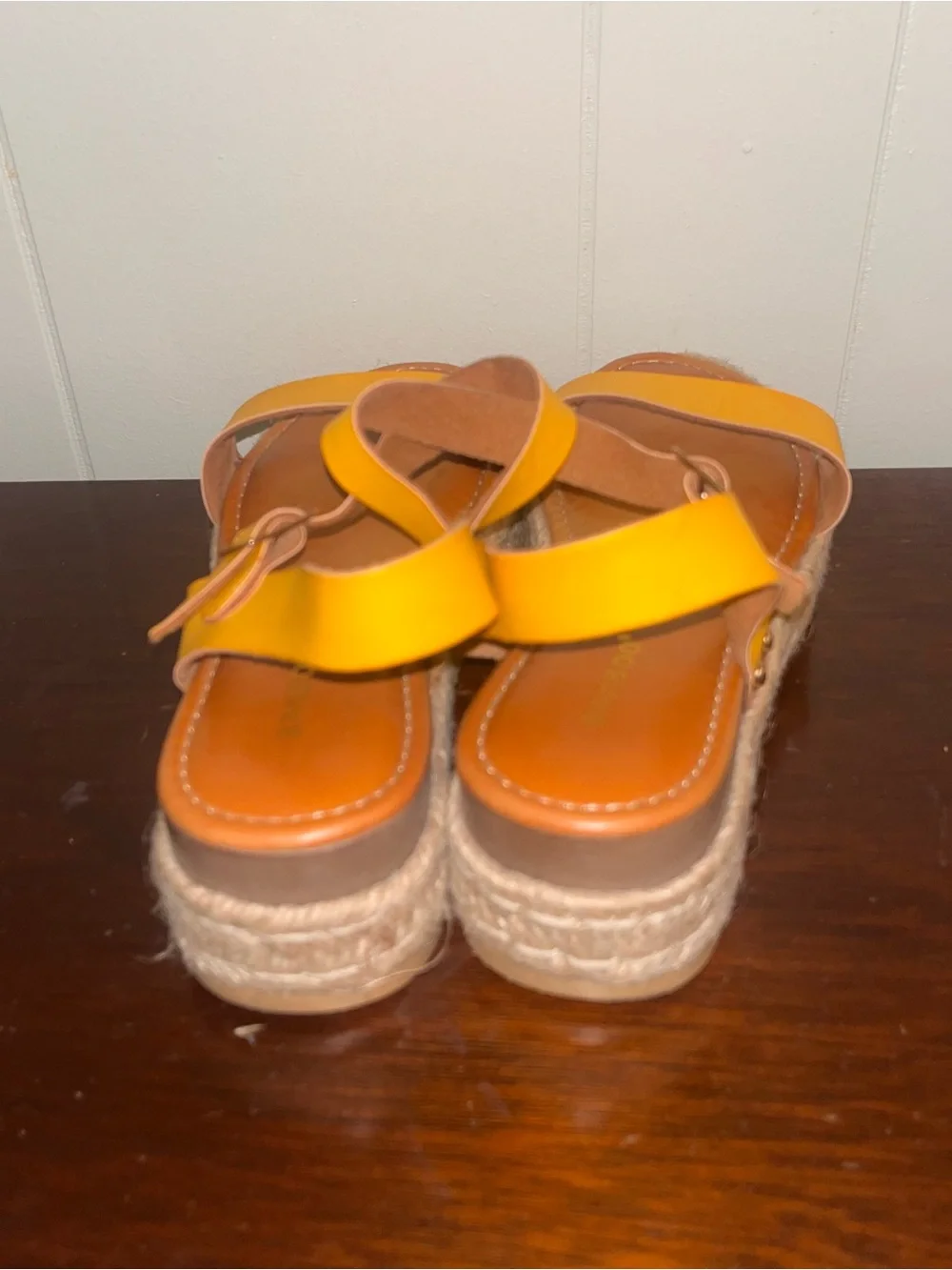 BAMBOO Yellow Platform Espadrille Sandals